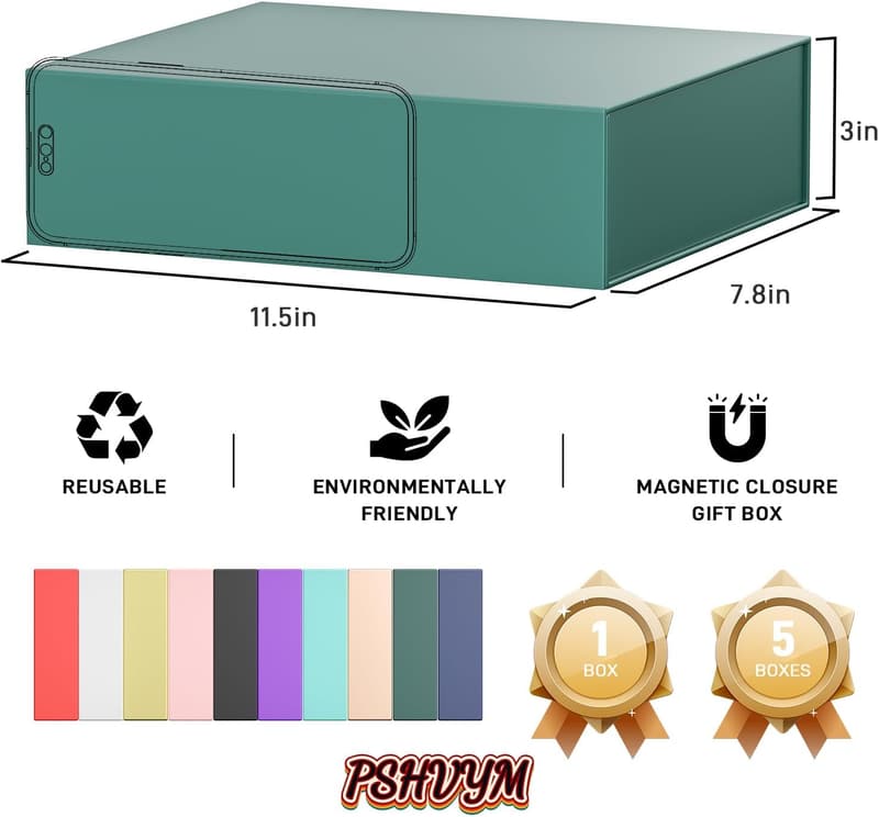 Forest Green Gift Box with Magnetic Closure for Clothing