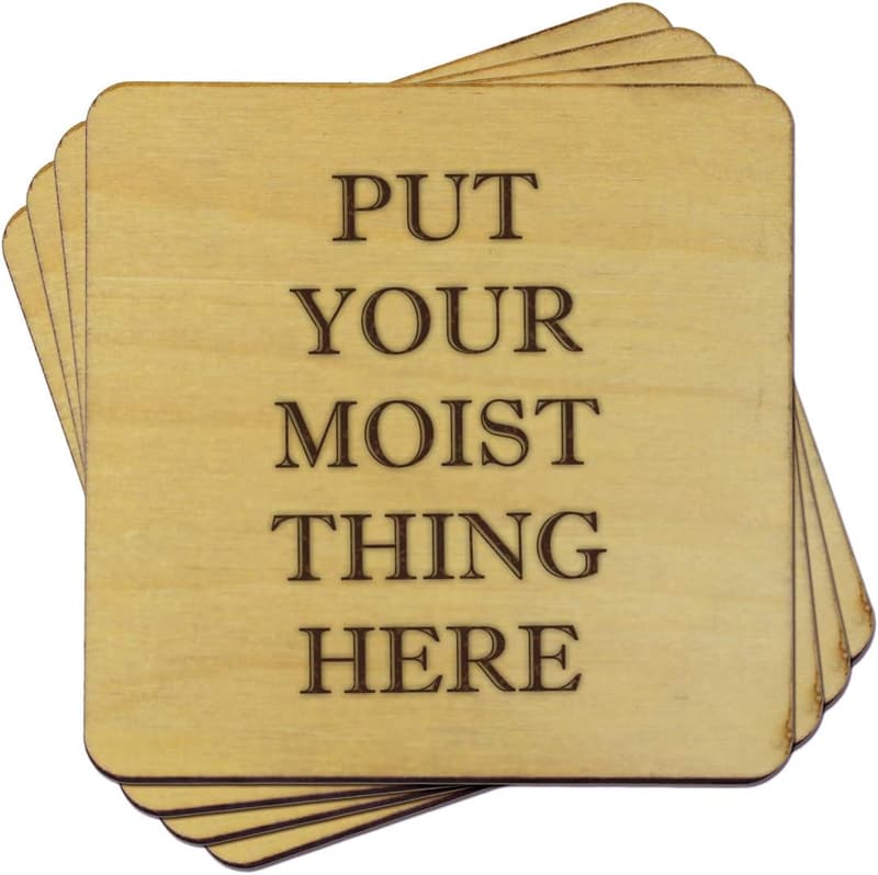 Funny Wood Coaster Set of 4 | Unique Housewarming Gift
