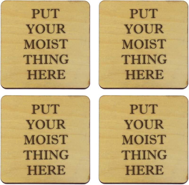 Funny Wood Coaster Set of 4 | Unique Housewarming Gift