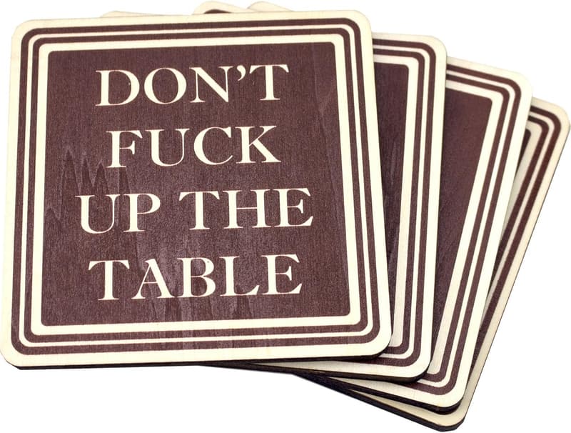 Funny Wood Drink Coasters - Set of 4 - Great Housewarming Gift