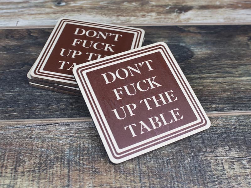 Funny Wood Drink Coasters - Set of 4 - Great Housewarming Gift