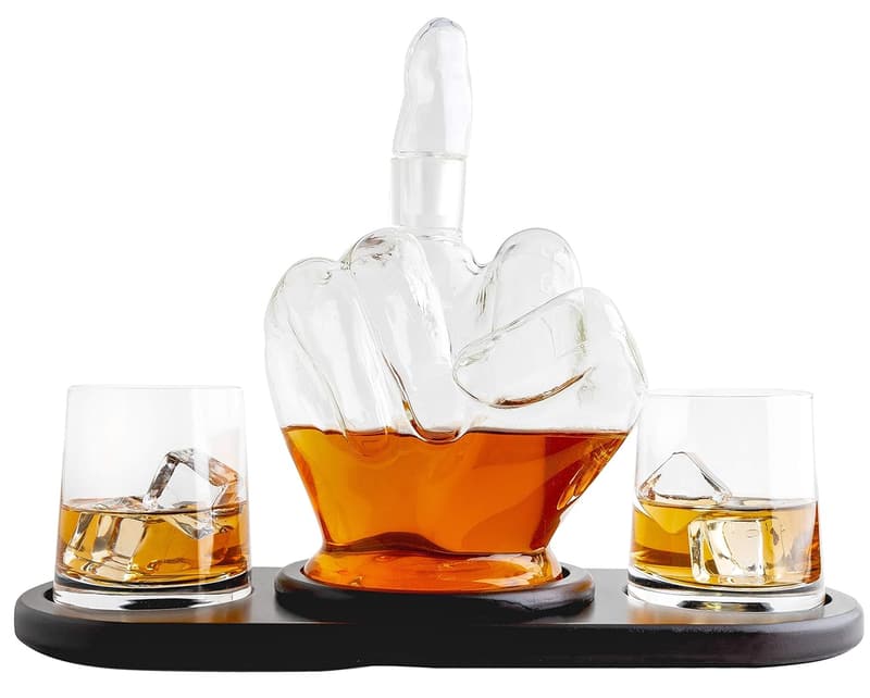 Father's Day Middle Finger Whiskey Decanter Set with Stones