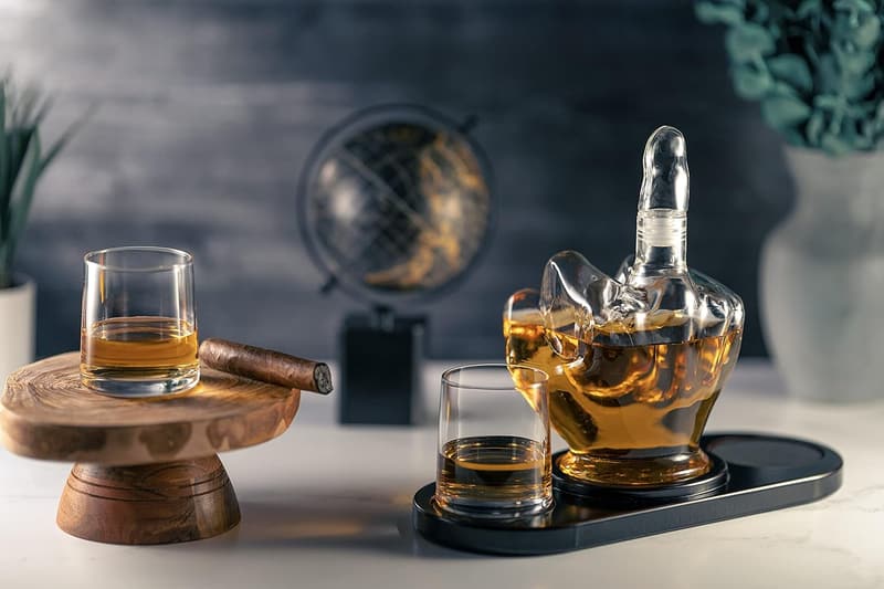 Father's Day Middle Finger Whiskey Decanter Set with Stones
