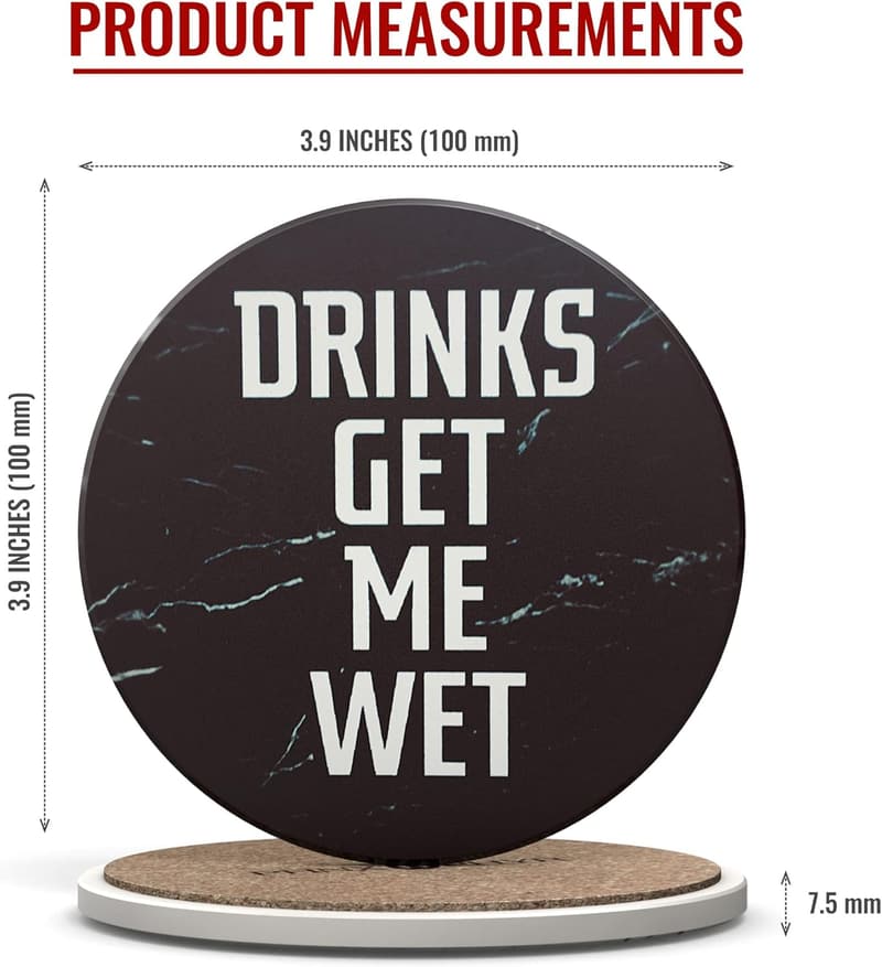 Funny Absorbent Black Marble Coasters Set for Men’s Cave