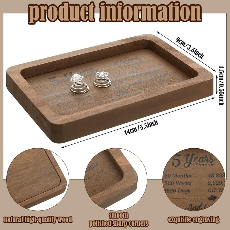 Engraved Wooden Anniversary Tray for Couples - Rustic Design