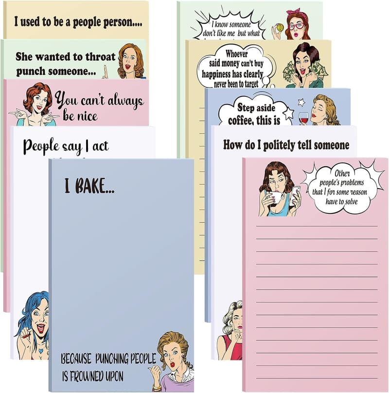 Funny Memo Notepads - 10 Pack Affirmation Gifts for Women
