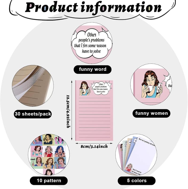 Funny Memo Notepads - 10 Pack Affirmation Gifts for Women