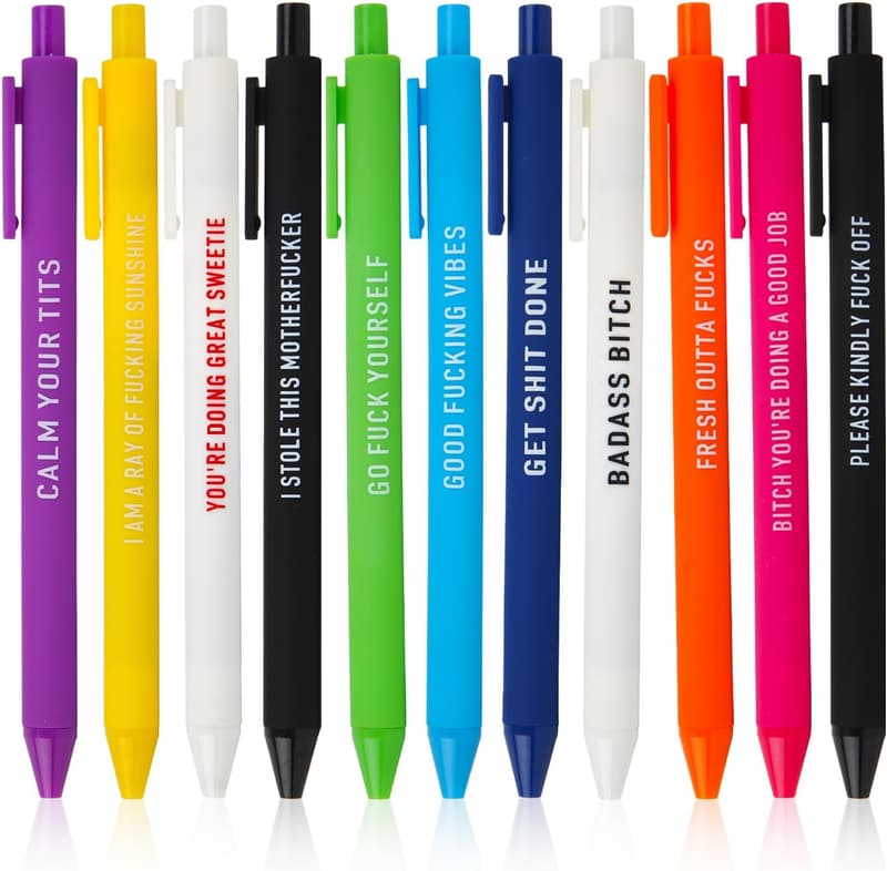 Funny Office Gift: 11-Pc Swear Word Pen Set