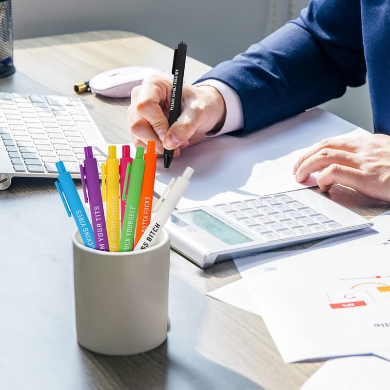 Funny Office Gift: 11-Pc Swear Word Pen Set