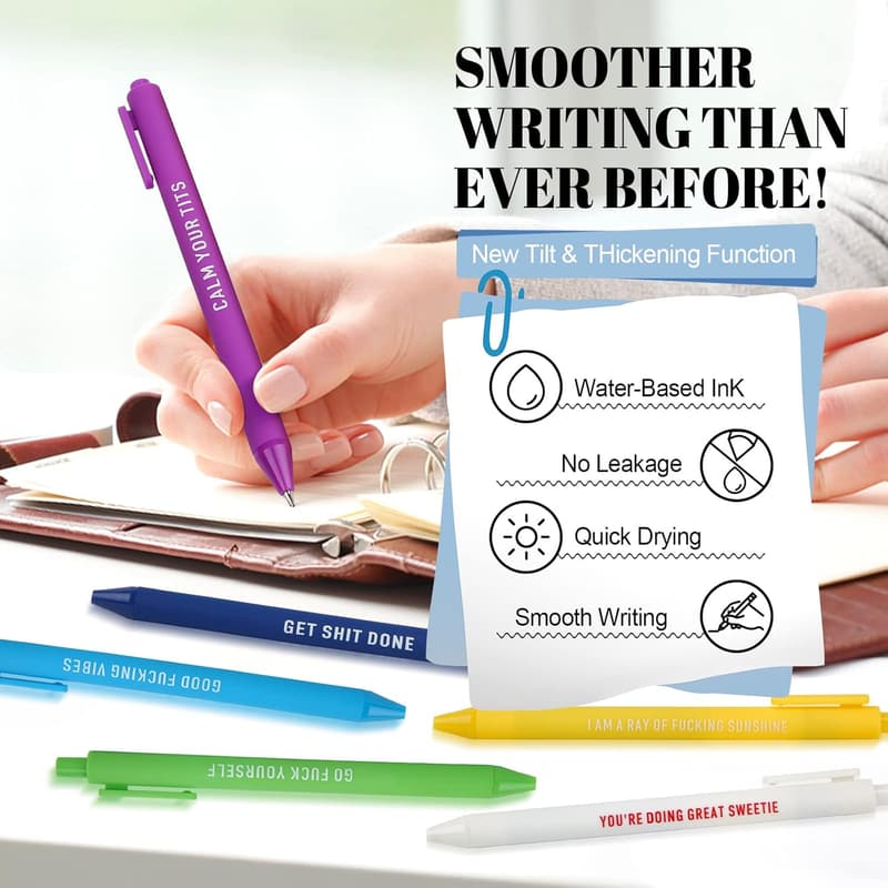 Funny Office Gift: 11-Pc Swear Word Pen Set