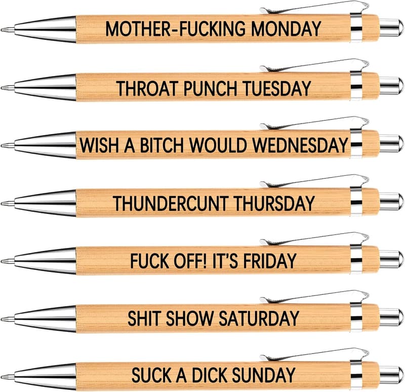 Funny Sarcastic Bamboo Pens Set for Office Gifts