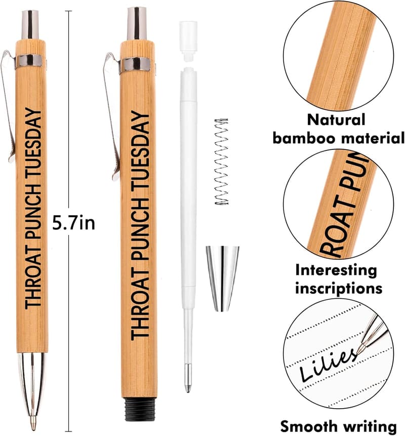 Funny Sarcastic Bamboo Pens Set for Office Gifts
