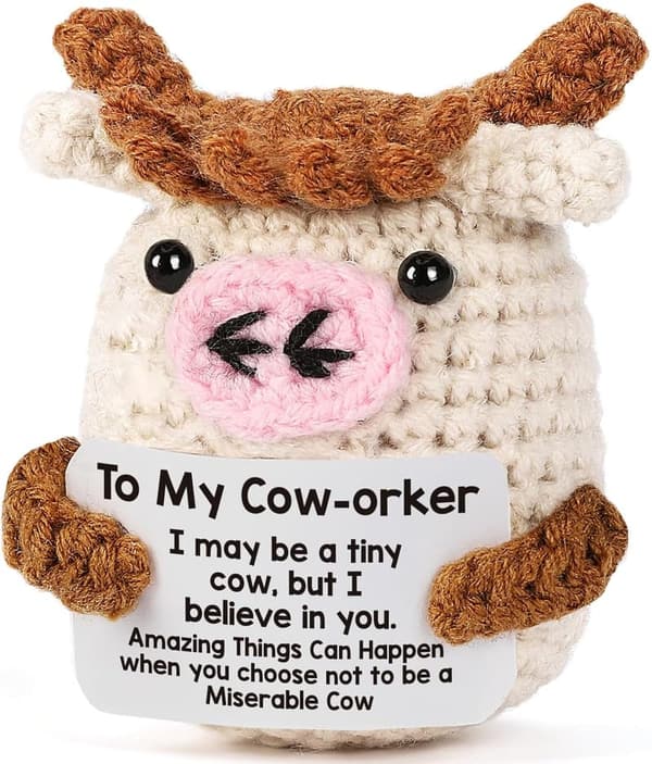 Coworker Appreciation Gift - Handmade Crochet Cow Decor