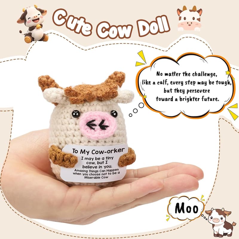Coworker Appreciation Gift - Handmade Crochet Cow Decor