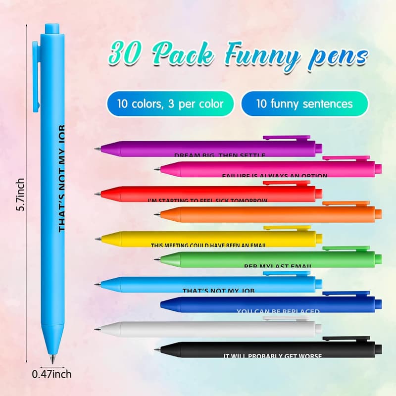 Motivational Pens Set for Nurses - 30 Colorful Ballpoint Gifts