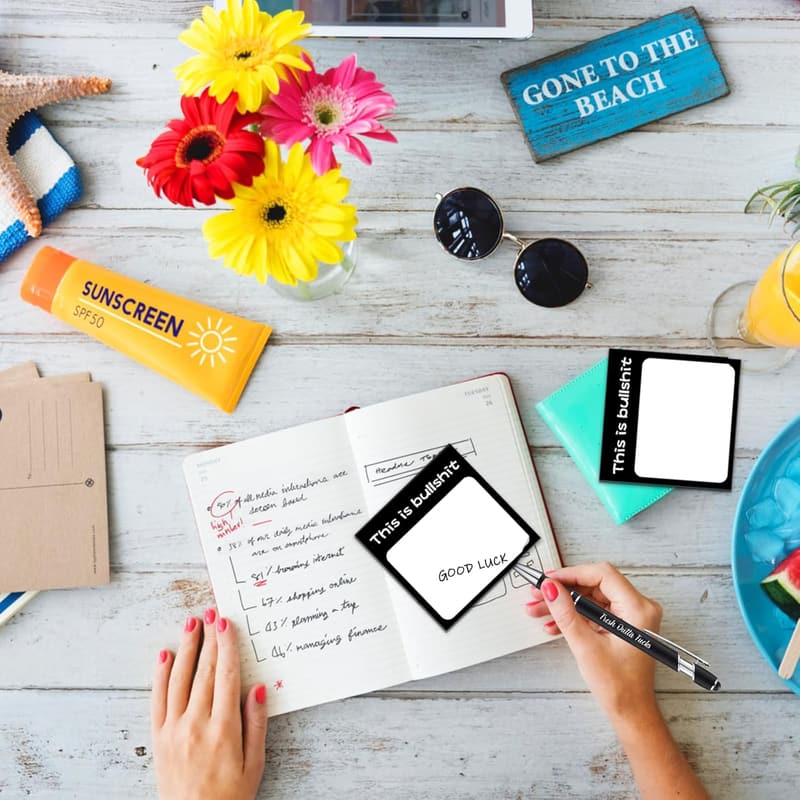 Funny Office Supplies Set: Pens & Sticky Notes for Friends