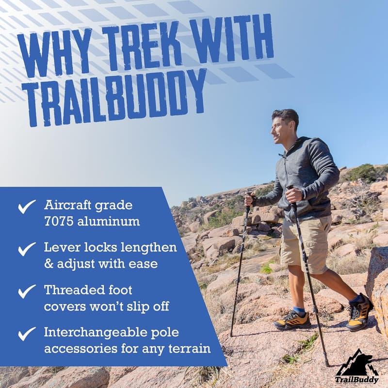 Lightweight Collapsible Hiking Poles - 7075 Aluminum, Cork Grip