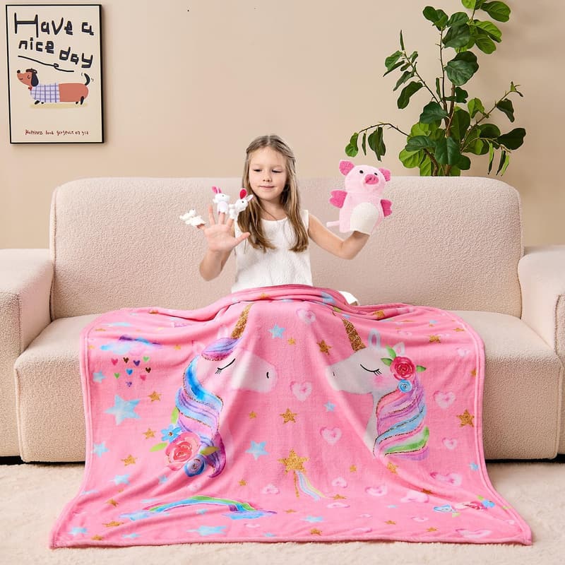 Unicorn Blanket for Kids - Light Grey Birthday Gift, 50