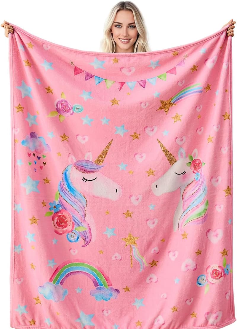 Unicorn Blanket for Kids - Light Grey Birthday Gift, 50