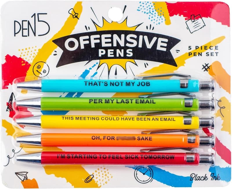Snarky Office Gag Gift: 5-Piece Humorous Ballpoint Pens Set