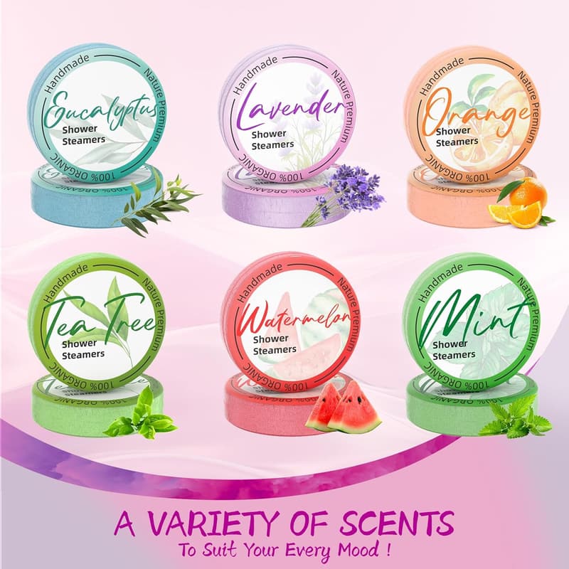 Aromatherapy Shower Steamers 8-Pack for Relaxation and Self-Care