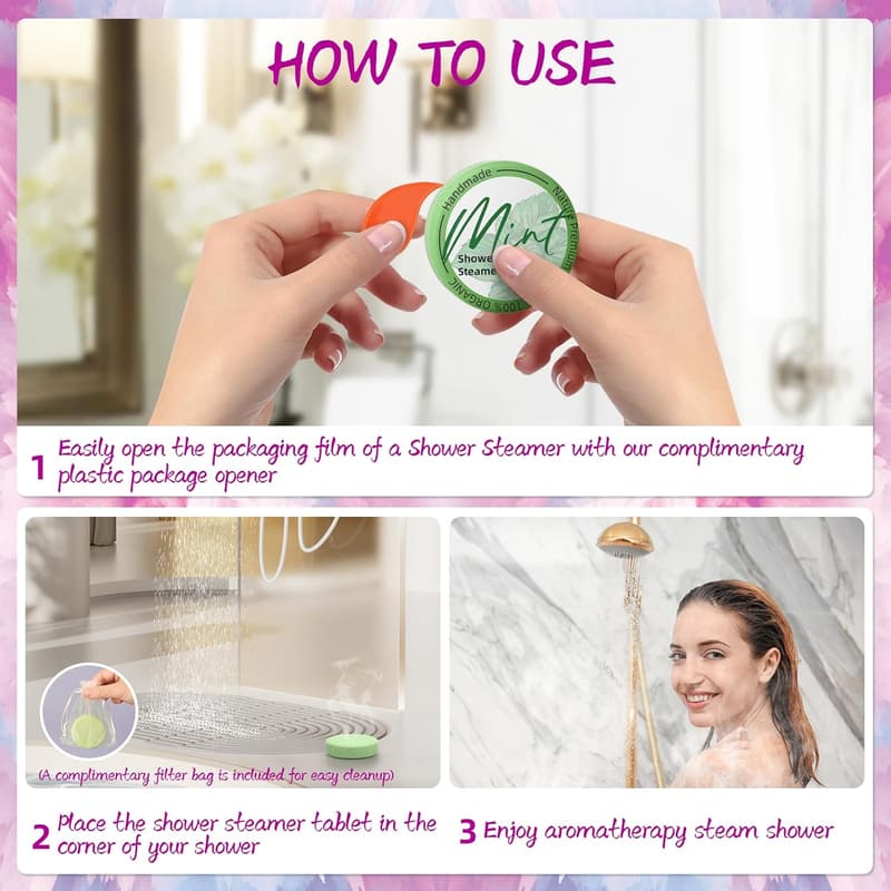 Aromatherapy Shower Steamers 8-Pack for Relaxation and Self-Care