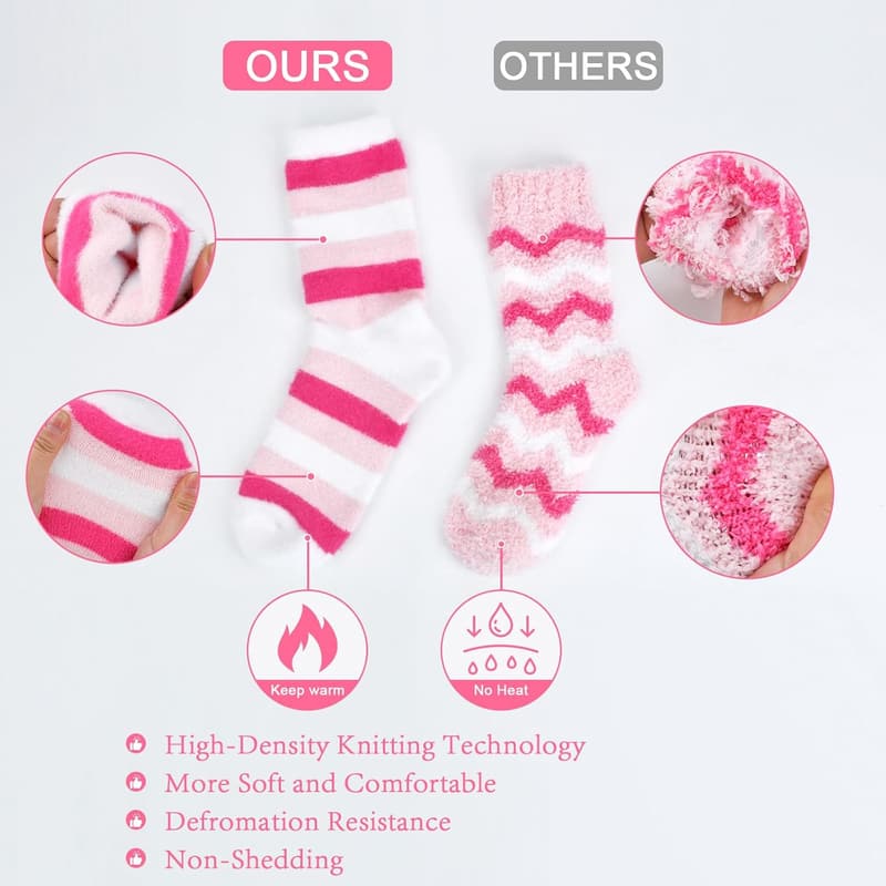 Pink Fuzzy Socks for Women - Gifts for Valentine's Day