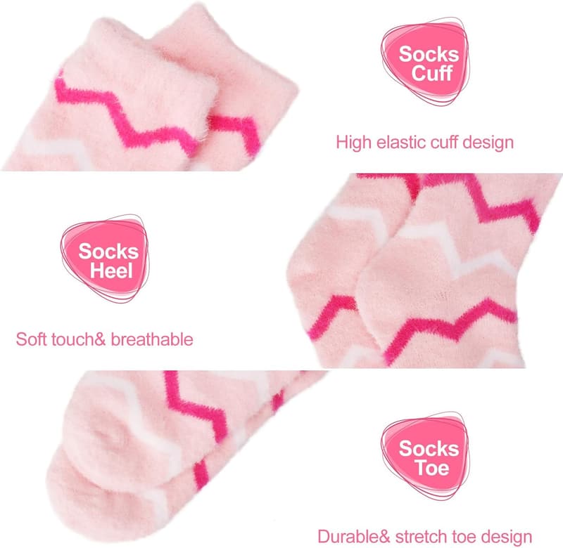 Pink Fuzzy Socks for Women - Gifts for Valentine's Day