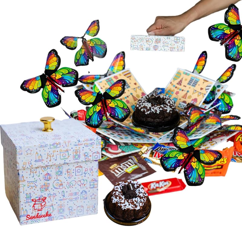 Birthday Cake Explosion Box with Candy & Flying Butterfly Surprise
