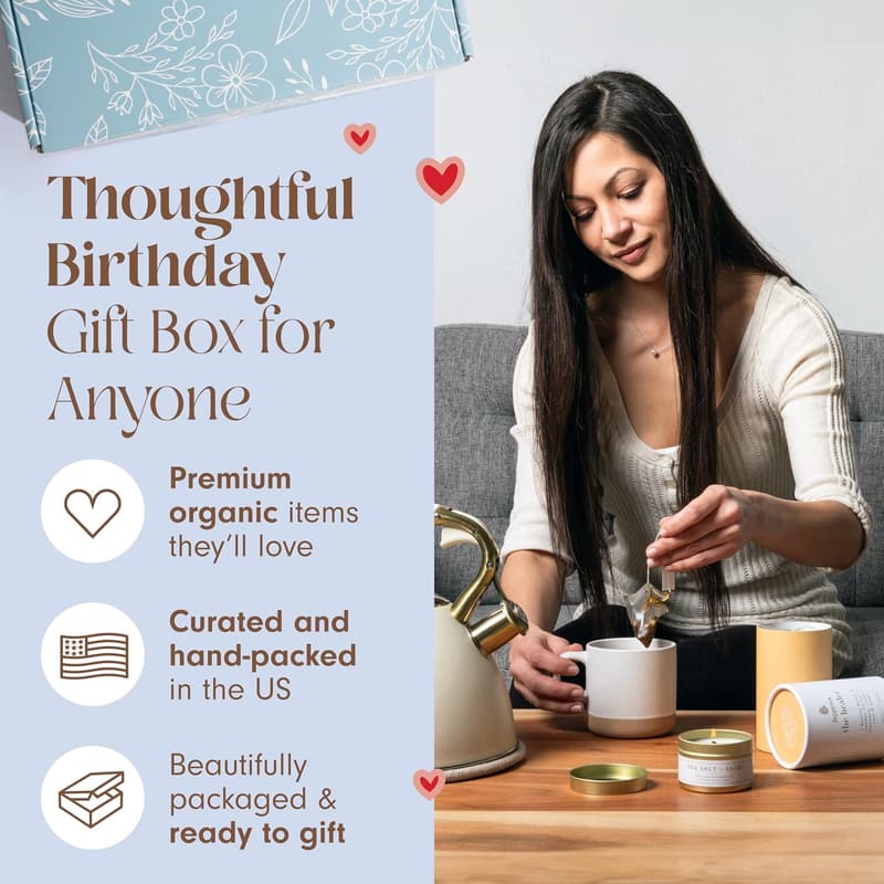 Deluxe Birthday Care Package for Women - Socks, Mug, Tea, Candle