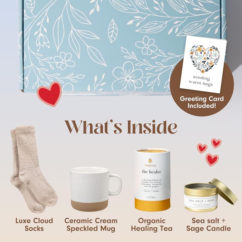 Deluxe Birthday Care Package for Women - Socks, Mug, Tea, Candle