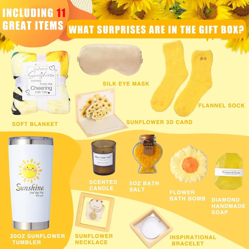 Get Well Soon Care Package for Women - Sunflower Gift Set