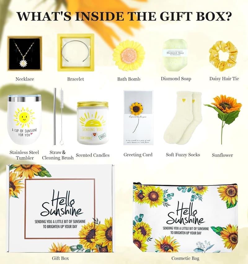 Sunflower Care Package for Women - Birthday & Thank You Gift