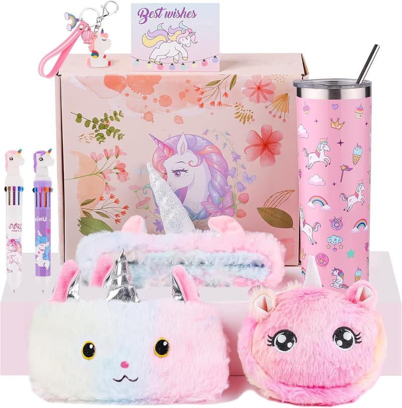 Unicorn Birthday Gift Set for Girls with Tumbler & Bag