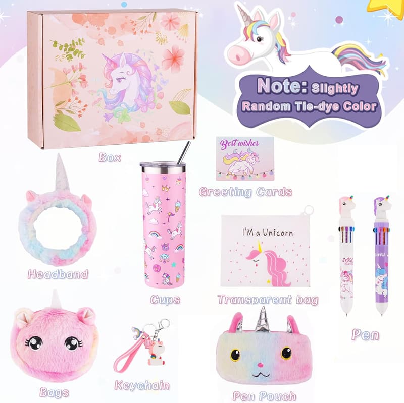 Unicorn Birthday Gift Set for Girls with Tumbler & Bag