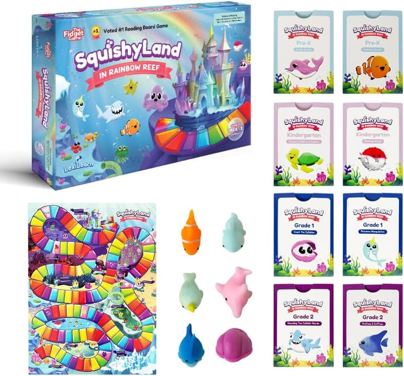 Rainbow Reef Fidget Game - Educational Mochi Squishy Set for Kids