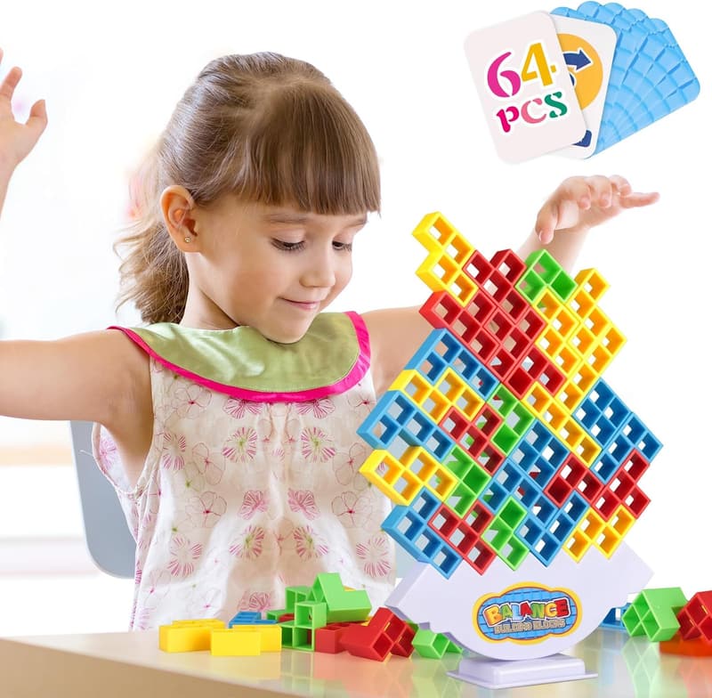 Tetra Tower Stacking Game - 64 Pieces for Family Fun