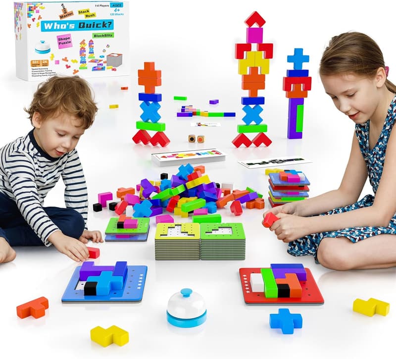 4-in-1 Montessori Wooden Puzzle Game for Family Fun, Ages 4+