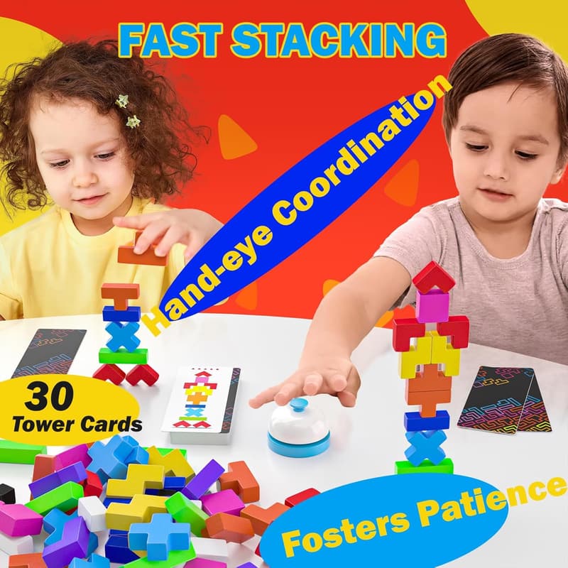 4-in-1 Montessori Wooden Puzzle Game for Family Fun, Ages 4+