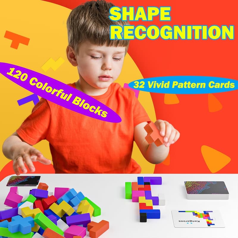 4-in-1 Montessori Wooden Puzzle Game for Family Fun, Ages 4+