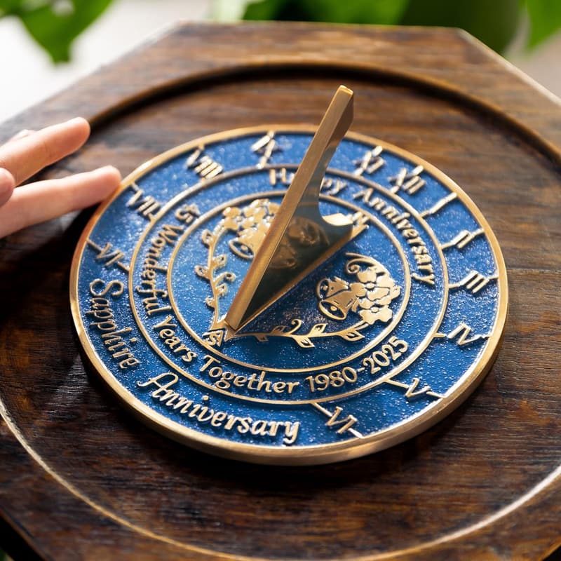 45th Anniversary Handmade Sundial Gift - Recycled Metal Decor