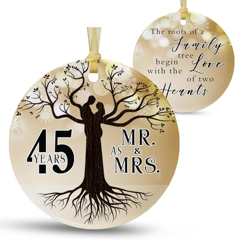 45th Anniversary Wedding Ornament | Christmas Gift for Couples