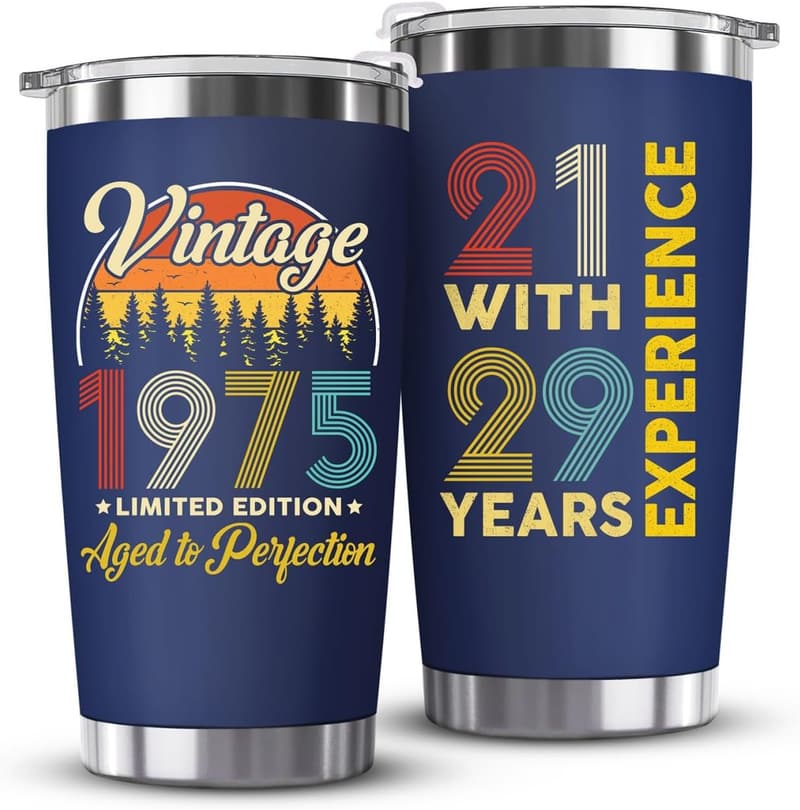 50th Birthday Navy Tumbler Gift for Men and Women