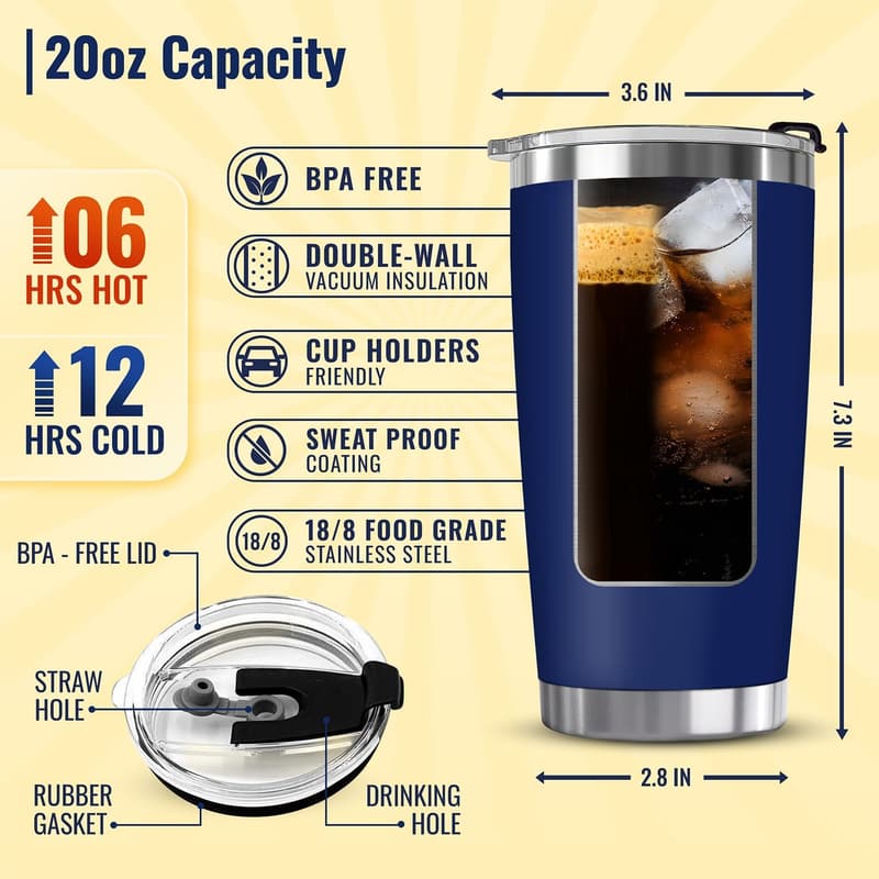 50th Birthday Navy Tumbler Gift for Men and Women