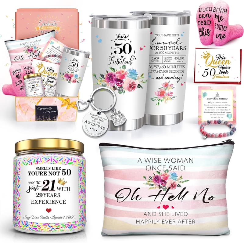 50th Birthday Tumblers Gift Set for Women