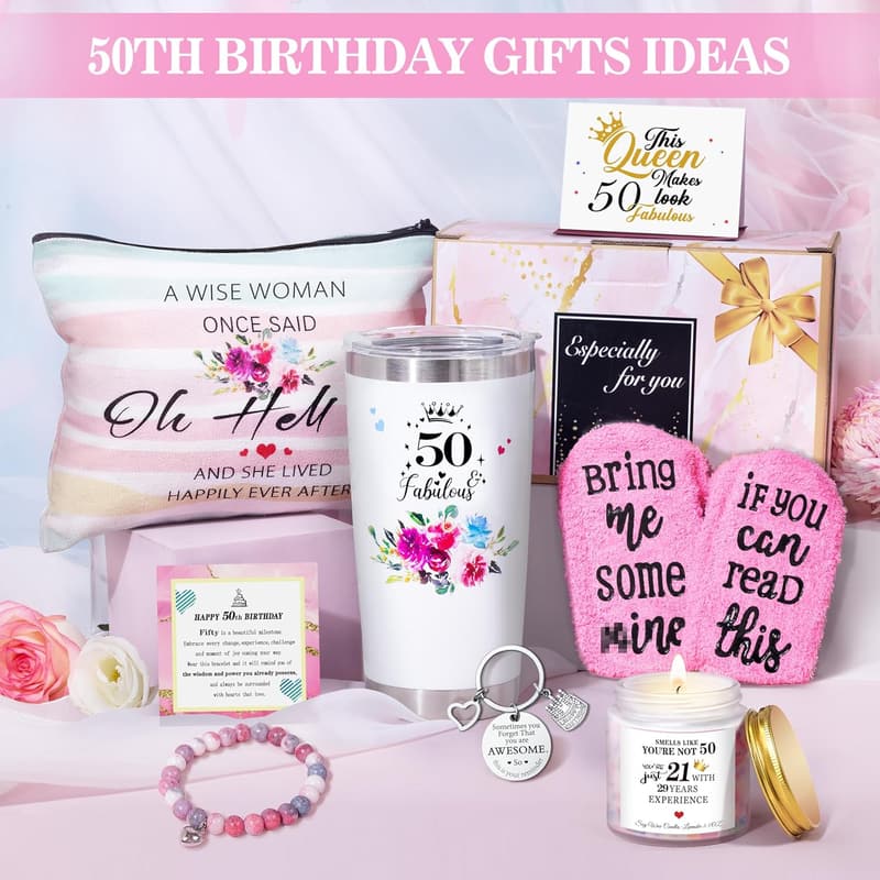 50th Birthday Tumblers Gift Set for Women