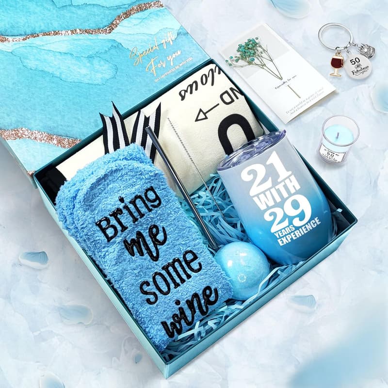 50th Birthday Gift Basket for Women - Unique Presents for Mom & Friends
