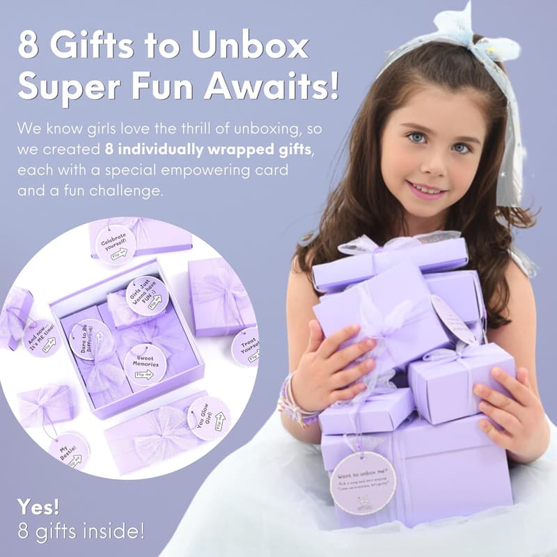 Tween & Teen Girls' Birthday Gift Basket – 8 Trendy Items with Empowering Cards