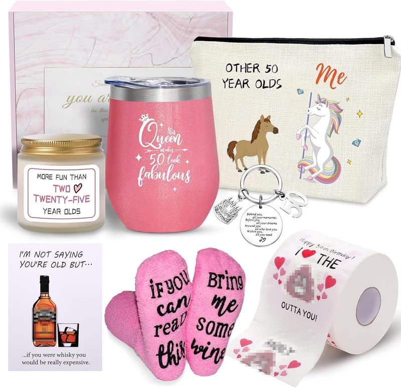 50th Birthday Gift Set for Women - 8PCS Celebration Essentials