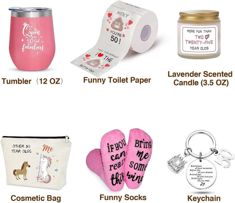 50th Birthday Gift Set for Women - 8PCS Celebration Essentials